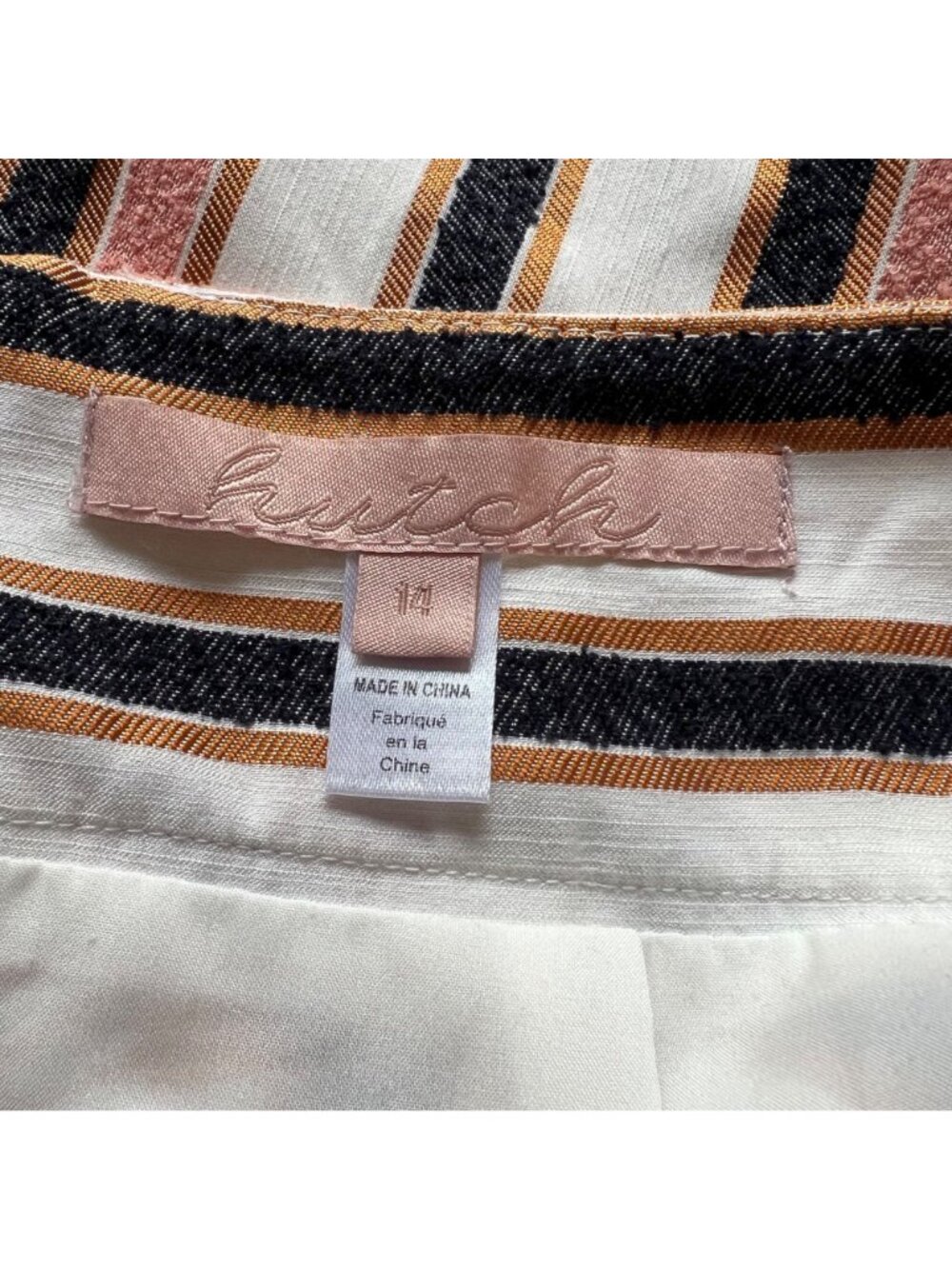 HUTCH size 14 Cream Pink Navy Chevron Knee Length Pencil Skirt - Picture 2 of 14